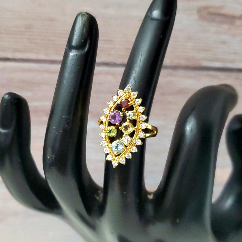 Sterling Silver 925 Birthstone Art Deco Ring